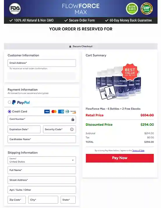 FlowForce Max Order Page